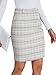 OPOIPIN Women's Plaid High Waist Zipper Slit Pencil Bodycon Mini Skirt White Large