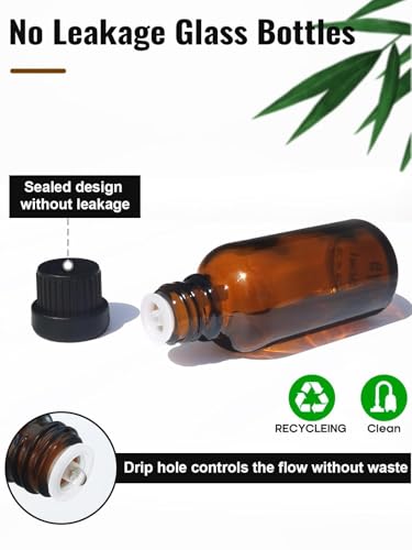 Bouteilles goutte réutilisables de voyage en verre ambré contre UV