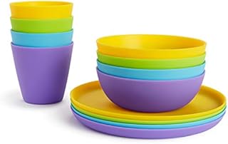 Munchkin Multi Toddler Dining Set, 12 Piece, Includes 4 Cups, 4 Bowls and 4 Plates