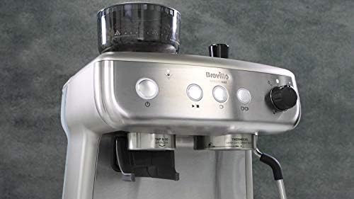 Breville Barista Max Ekspres do kawy Kolbowy VCF126X, Zbiornik na wodę 2.8L, Zintegrowany młynek do kawy i spieniacz do mleka, 15 Bar, Stal Szczotkowana