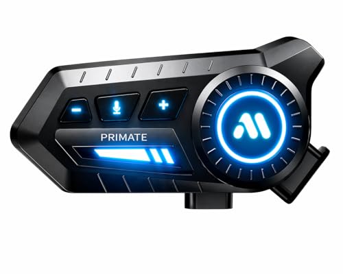 Image of Primate Motorcycle Bluetooth Helmet Headset - Dual Phone Connection, IP67 Waterproof, Hands-Free Music & GPS (White 10)