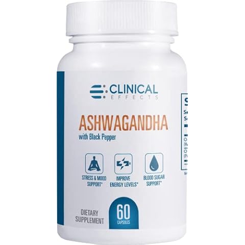 Clinical Effects Ashwagandha with Black Pepper for Stamina and Calm - 60 Ashwagandha Capsules - Made in The USA Cover