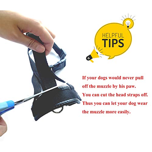 Lepark Head Strap Dog Muzzle Prevent from Taking Off by Paws for Small,Medium and Large Dogs(S/Black)