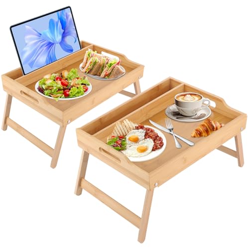 APACALI Bamboo Bed Tray with Folding Legs, 2 Pack