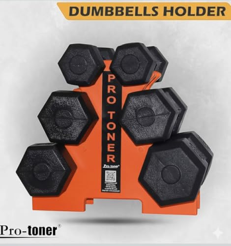 Image of Protoner PVC Dumbbell Rack for 3 Pairs, 20 kg Weight Capacity (Orange)