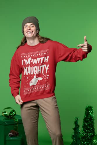 Wild Bobby I'm With Naughty Ugly Christmas Sweater Unisex Crewneck - Image 6