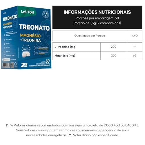 KIT 2X TREONATO (Magnésio e Treonina) 60 comprimidos - Lauton