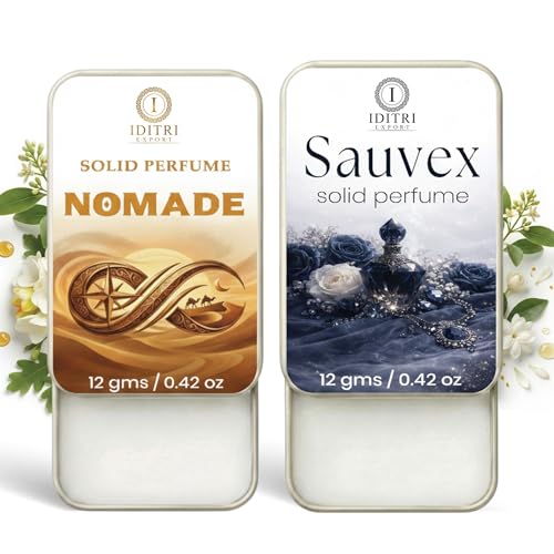 Image of IDITRI EXPORT Solid Perfume |Nomade&Sauvex Alcohol Free Wax Perfume Balm, Long Lasting | Pocket Tin 12g, Pack Of 2| Non Greasy Smooth Glide, Travel Friendly Men And Women