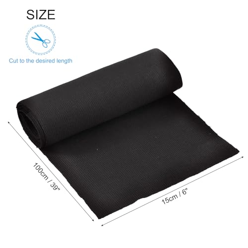 Image of MECCANIXITY 39 inch Elastic Cuffs Ribbed Trims Cotton Fabric Knit Rib Stretch Tape Cuff Sleeve Waistband for Sewing, 6 inch Wide Black