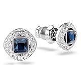 Swarovski Orecchini a lobo Una Angelic, Taglio squadrato, Blu, Placcato rodio