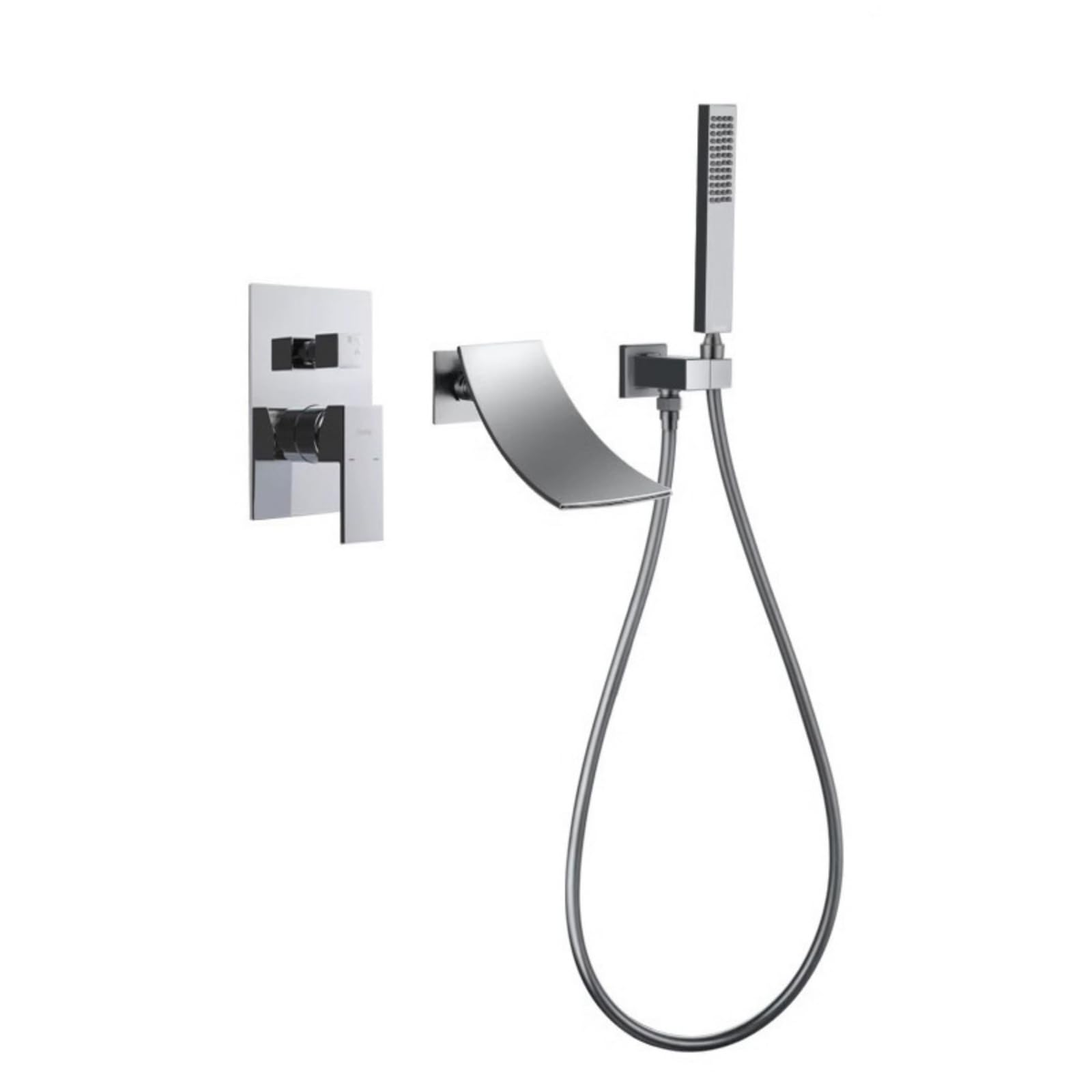 Grifo Mezclador de Ducha Y Bañera Cromado Grifos Tipo Cascada para Bañera Grifos Mezcladores de Ducha Monomando de Pared-C