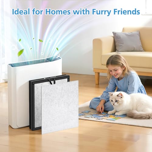 Image of 5-in-1 Air Filter Compatible with AEOCKY Cybertron Air Purifier, Replacement Filter with Washable Pre-Filter, for Home Large Room, Pet Hair, Smoke, 2 Pack