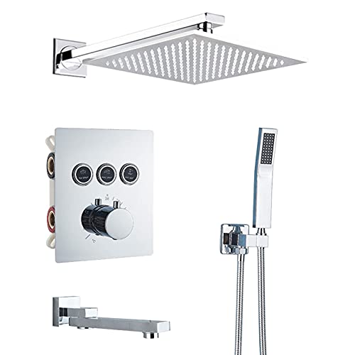 Mitigeur thermostatique chrome luxe avec colonne douche pluie moderne