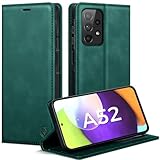 AIMOYU Handyhülle für Samsung Galaxy A52/A52S 5G/4G Hülle, Premium Lederhülle Flip Case Magnet Tascher Kartenfach Standfunktion Klapphülle Schutzhülle für Samsung A52/A52S, Blau Grün