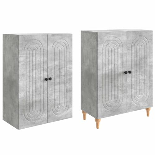 Juego de muebles de 2 piezas con aparador de madera y estante de pared de 66 x 34,5 x 90 cm 4