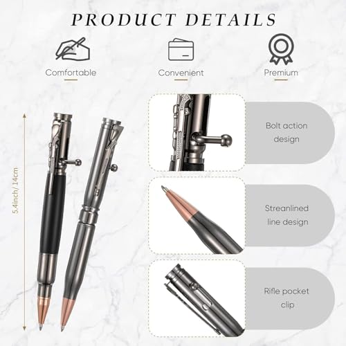 Image of Bolt Action Bullet Pen Solid Brass & Wood Ballpoint Pen - Bullet Shaped Metal Pen with Smooth Black Ink - Includes 1 Refill & Gift Box - Luxury Writing Pen for Father's Day.(1PCS BULLET PEN)