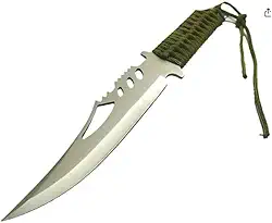 Facão Aladim Militar Rambo Medieval, Lâmina Curva 50cm, Aço Carbono Full Tang, Cabo Madeira Ergonômico, com Bainha Nylon, para Camping, Caça, Pesca, Sobrevivência