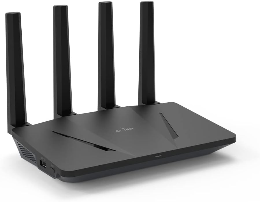 GL.iNet GL-AX1800(Flint) WiFi 6 Router - Dual Band Gigabit Wireless Internet Router | 5 x 1G Ethernet Ports | Up to 120 Devices | Great OpenVpn&Wireguard Speed | WPA3 Security | MU-MIMO | 802.11ax