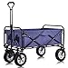 Produktbild Bollerwagen Faltbar, Handwagen mit Dach Transportkarre Gerätewagen Outdoor Camping mit Universalrädern Verstellbarem Griff, Dunkelblau