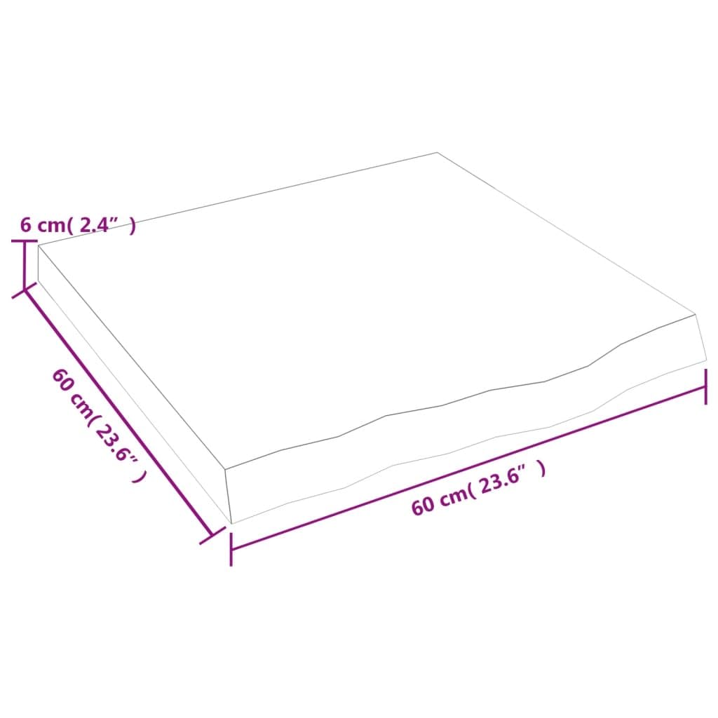 Blat stołu 60x60x(2-6) cm lite drewno dąb nieobrobiony
