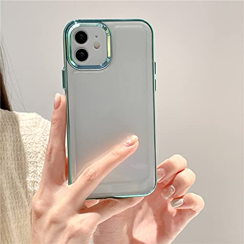 Coque silicone souple iPhone 13 avec placage transparent de luxe vert