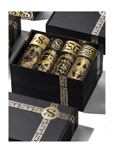GDECC Geschenkbox Boxershorts Herren Eisseide Unterwäsche Unterhosen Männer Men Underwear Retroshorts Boxer Luxus Schwarzgold (DE/NL/SE/PL, Alphanumerisch, XXL, Regular, Regular, Schwarzes Gold)
