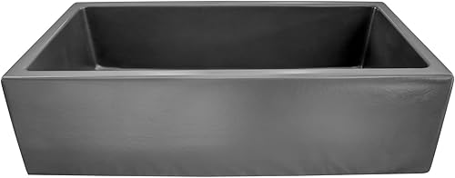 Miniatura 3 de Delantal de arcilla refractaria Brescia auténtico de 36 pulgadas con lavabo frontal estilo casa de campo, color negro mate