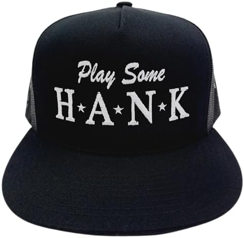 Play Some Hank Trucker Mesh Snapback Flat Bill Hat Cap Black Direct Embroidered