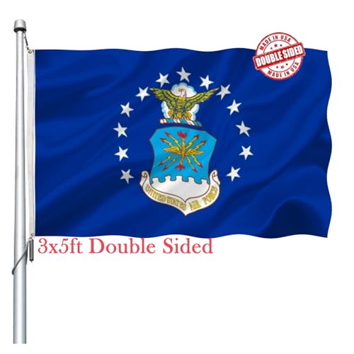 Air Force Flag Double Sided 3x5 Outdoor- Heavy Duty US Air Force Military USA Flags -United State AirForce Flags Banner with 2 Brass Grommets 4 Rows Stitched