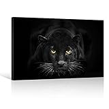 SEVEN WALL ARTS Black Panther Canvas Wall Art Black and White Animal Painting Wildlife Animal Pictures Poster Print Modern Leopard Artwork for Living Room Bedroom Kitchen Office Decor 36'x24'