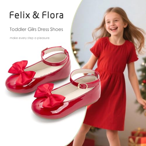Image of Felix & Flora Toddler Flower Girl Dress Shoes - Baby Girl Ballet Mary Jane Flats for Party School Wedding