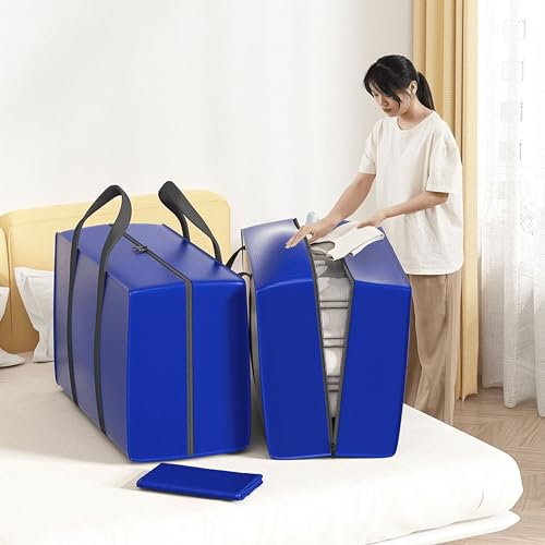 Image of Kraptick Storage Bag for Clothes, Cloth Organiser for Storage, Under Bed Storage Bag, Wardrobe Bags for Clothes Storage, Organiser for Cloth (Blue) (55cmX23cmX35cm) Waterproof (DMFP640)