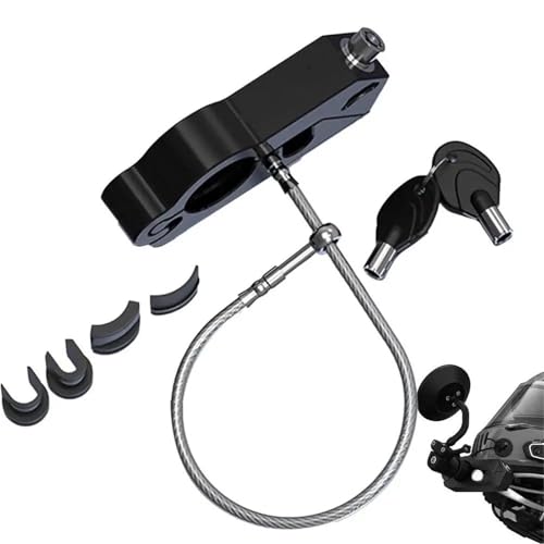 Cerradura de Agarre para Motocicleta, Casco antirrobo, aleación de Aluminio, Freno, manija de vehículo, bocina(Black)