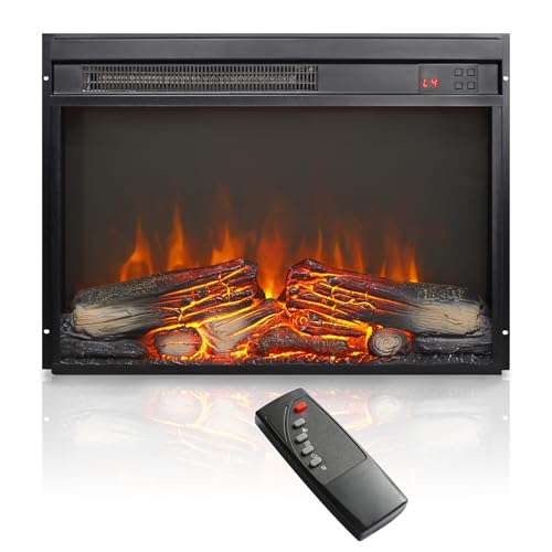 28" Electric Fireplace Insert, Recessed Fireplace Heater with Remote Control