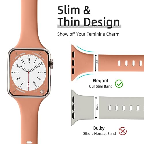 Image of Lerobo 6 Color Pack Bands Compatible with Slim Watch Bands for Apple Watch Women 45mm 44mm 42mm 46mm, Thin Narrow Sport Strap for iWatch Apple Watch Series 11 10 9 8 7 6 5 4 SE 3 2 1