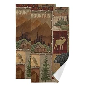 Farmhouse Hand Towels for Kitchen Set of 2 Maple Leaf Bear Cabin Moose Deer Country Style Decorative Bath Hand Towel Soft Highly Absorbent Towel for Bathroom Kitchen Dish Spa Yoga 14.4"x28.3" Farmhouse Hand Towels for Kitchen Set of 2 Maple Leaf Bear Cabin Moose Deer Country Style Decorative Bath Hand Towel Soft Highly Absorbent Towel for Bathroom Kitchen Dish Spa Yoga 144×283