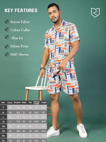 Image of Rigo Printed Co-Ord Set for Men's | Casual Shirt & Shorts Night Suit Set | Lounge-wear Nightdress Pajama Set for Men's | Night Wear, Beach Wear, Vacation Wear Outfit