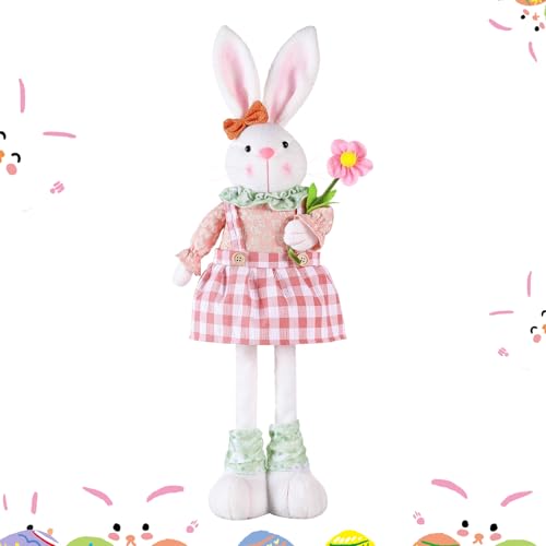 ACTOYS Peluche de Conejo, Conejo Retráctil Grande, Conejos Pascua Grande, Conejitos de Pascua, Pascua Decoracion, Navidad Decoracion (Rosa)