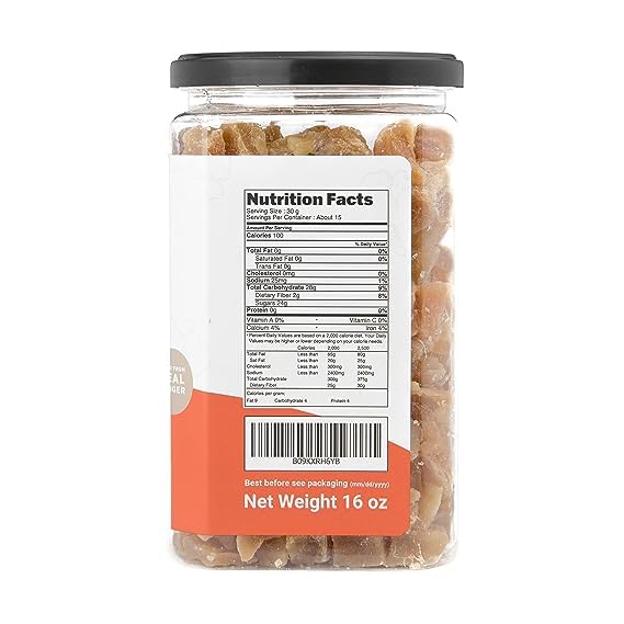 Miniatura 2 de Homtiem Jengibre cristalizado seco de 3 libras (paquete de 16 onzas, 3) Real suave, masticable y confitado, deliciosas piezas de jengibre, perfecto