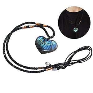 Kristallen hanger, hartvormige labradoriet hanger ketting Kristallen hanger energie ketting voor verjaardag