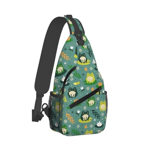 Cute Frog Print Sling Bags For Women Men Adjustable Backpack Crossbody Shoulder Chest Bag Travel Casual Daypack2