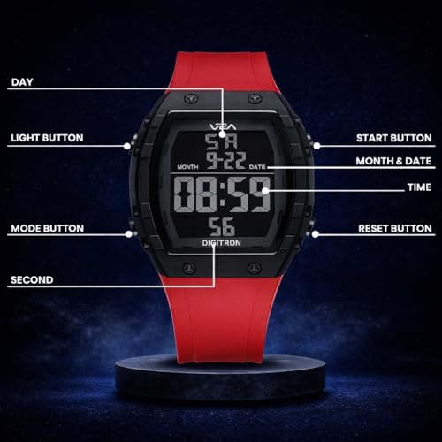 Image of V2A Digitron 2209 Tonneau Design Digital Sports Watch for Men & Boys | Alarm, Stopwatch, 12 /24H | 3 ATM Water Resistant | Luminous Display | | Sports, Fitness, Outdoor & Training| Gifts for Men & Boys