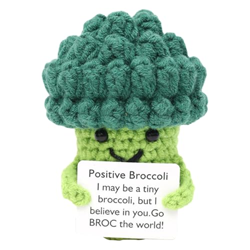 Verduras de Apoyo Emocional - Juguete de Brócoli Tejido a Crochet a Mano | Divertido Vegetal de Peluche con Tarjeta, Juguete de Peluche, Regalo Inspirador, Decoración, Motivación para la Habitación In Verduras de Apoyo Emocional - Juguete de Brócoli Tejido a Crochet a Mano | Divertido Vegetal de Peluche con Tarjeta, Juguete de Peluche, Regalo Inspirador, Decoración, Motivación para la Habitación In
