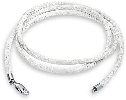 Bling Jewelry White Satin Silk Necklace Pendant Cord for Women for Men Teen .925 Sterling Silver Lobster Claw Clasp 20 Inch