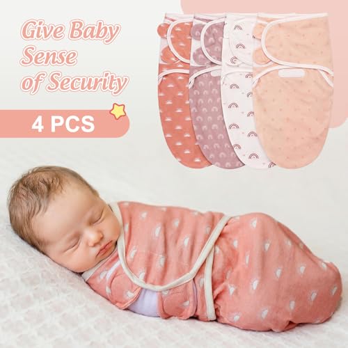 Image of Newwiee 4 Pcs Preemie Baby Swaddle Wrap Adjustable Cotton Swaddle Sleep Blanket for Preemie Boy Girl Improves Sleep Essentials(Starry Style)