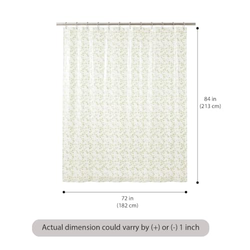 Image of Wakefit PEVA Plastic Printed Shower Curtain 7 Feet | 12 Free Hooks | No Smell, Toxin Free PEVA Plastic | Waterproof Bathroom Curtain | Curtain for Balcony | Height 7ft & Width 6ft | Creeping Green