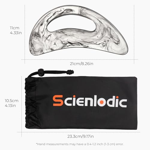 Image of Scienlodic Gua Sha Massage Tool with Handle (Resin) Larger Guasha Body Scraping Tool for Back Legs Neck Massage, Lymphatic Drainage, Cellulite Remove - Large Black