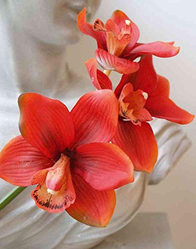 artplants.de Tallo de Orquídea Cymbidium Falsa Seraphina, Naranja, 45cm - Orquídea Artificial/Planta simulación Cover