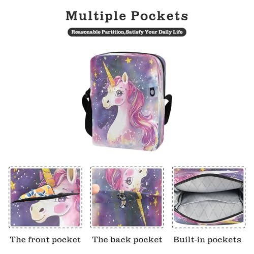 Crossbody Bag Cute Unicorn Messenger Bag for Women Men Purse Shoulder Bag Satchel Bag with Adjustable Strap 214B92382