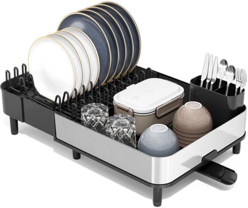 Urackify Stainless Steel Dish Drying Rack for Kitchen Counter,Bla...
